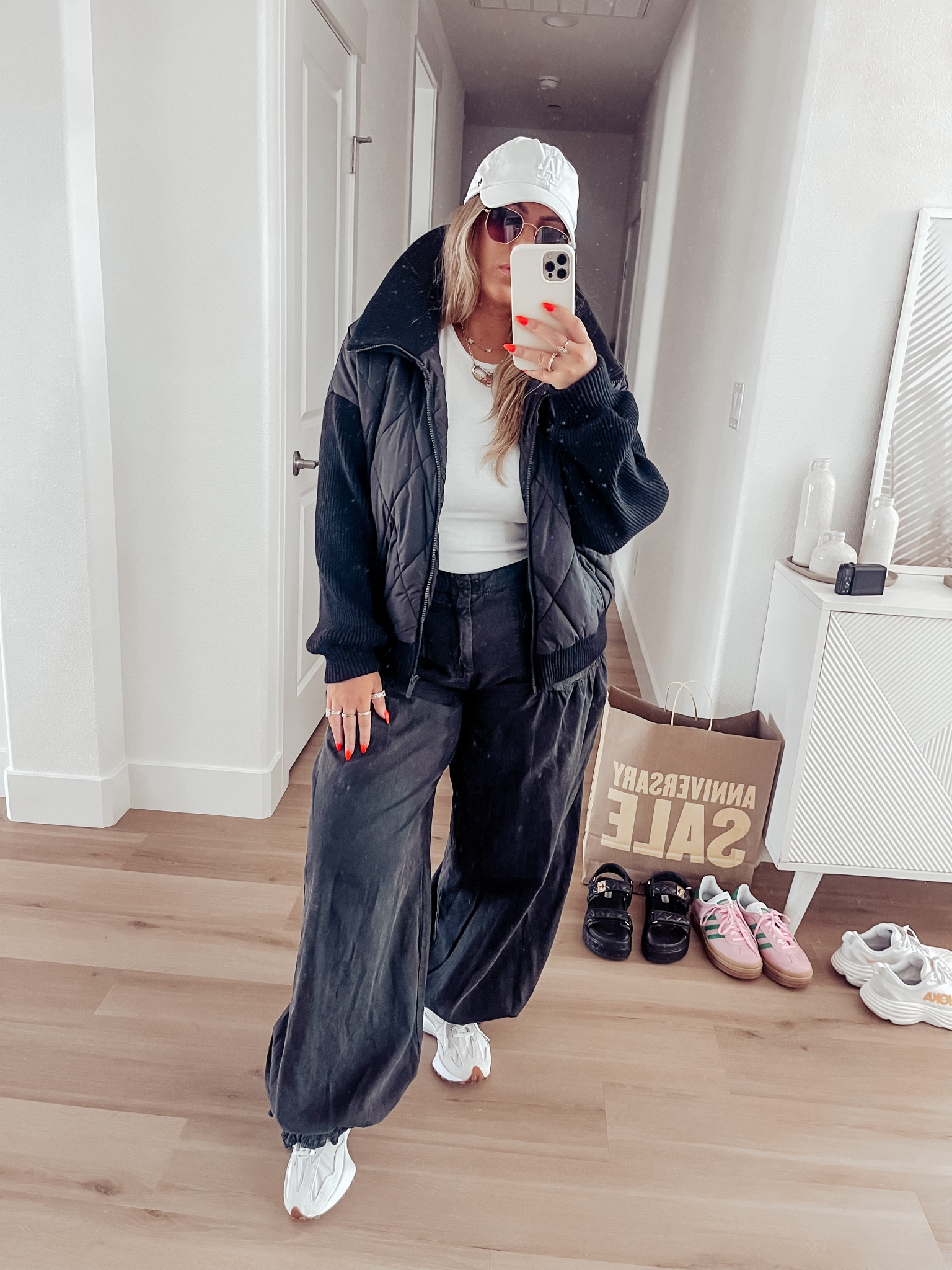 Nordstrom anniversary sale outfit idea! 

Pants - 32 (size up) 
Top - medium 
Jacket - XL 
Sneakers tts 

#LTKSaleAlert #LTKxNSale