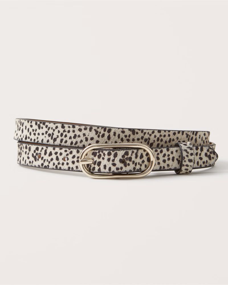 Skinny Spotted Calf Hair Oval Buckle Belt | Abercrombie & Fitch (US)