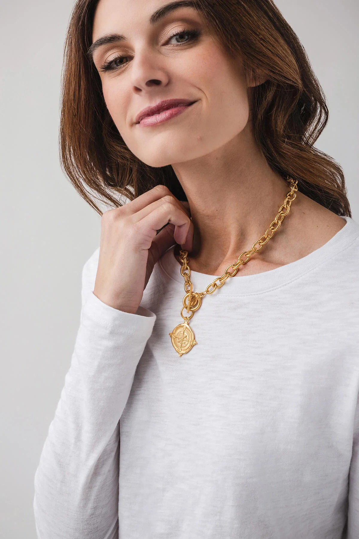 Susan Shaw Gold Compass Toggle Necklace | Social Threads