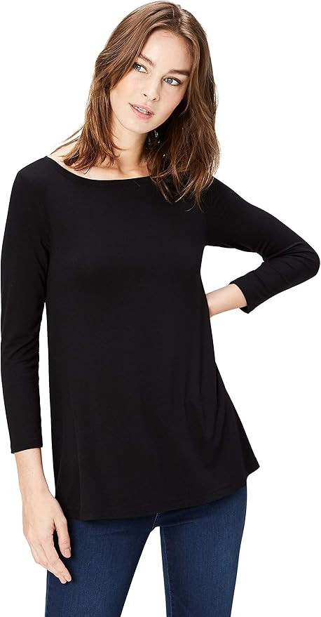 Daily Ritual Women's Jersey 3/4-sleeve Bateau-Neck Swing T-Shirt | Amazon (US)