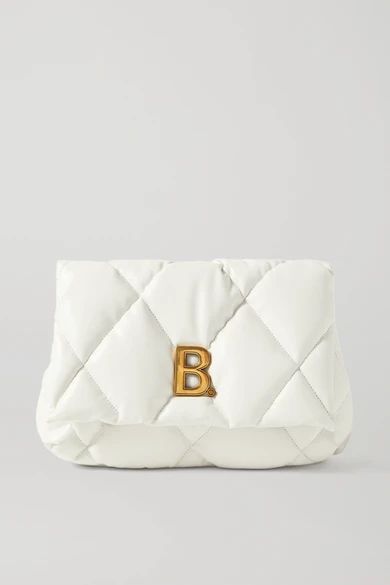Balenciaga - Touch Puffy Embellished Quilted Leather Clutch - White | NET-A-PORTER (US)