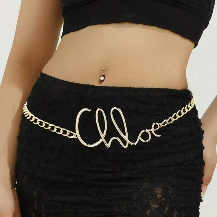 Fashionable European & American Ins Style Small English Letter Decorative Waist Chain, Versatile For Dresses, Jeans, Jackets | SHEIN
