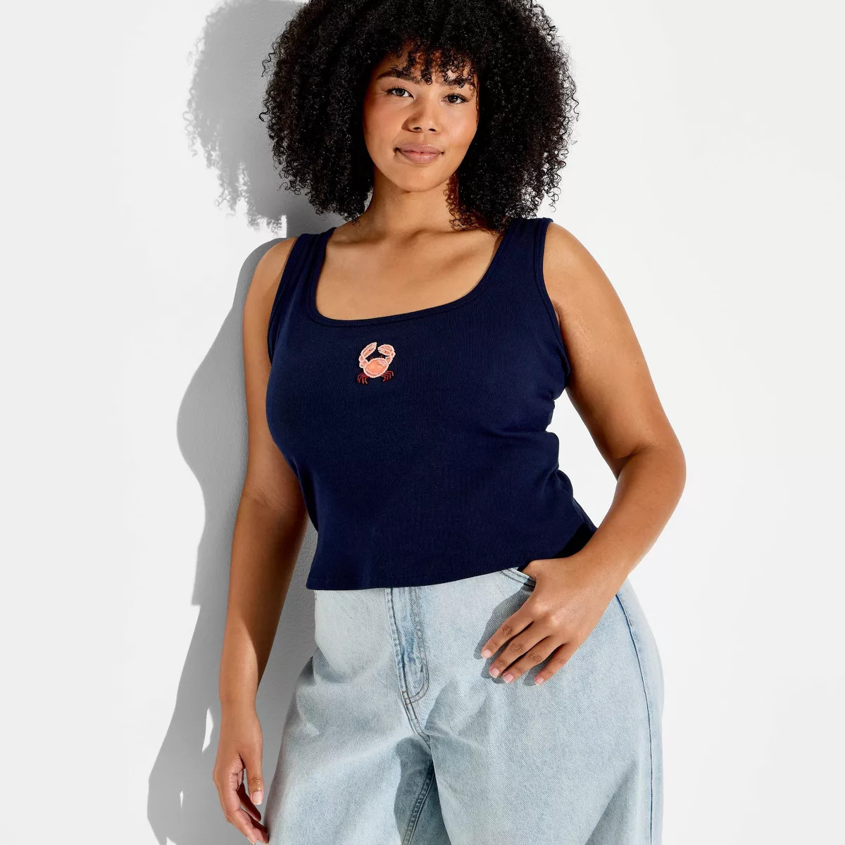 Women's Beaded Tank Top - Wild Fable\u2122 Navy Blue Crabs XXL | Target