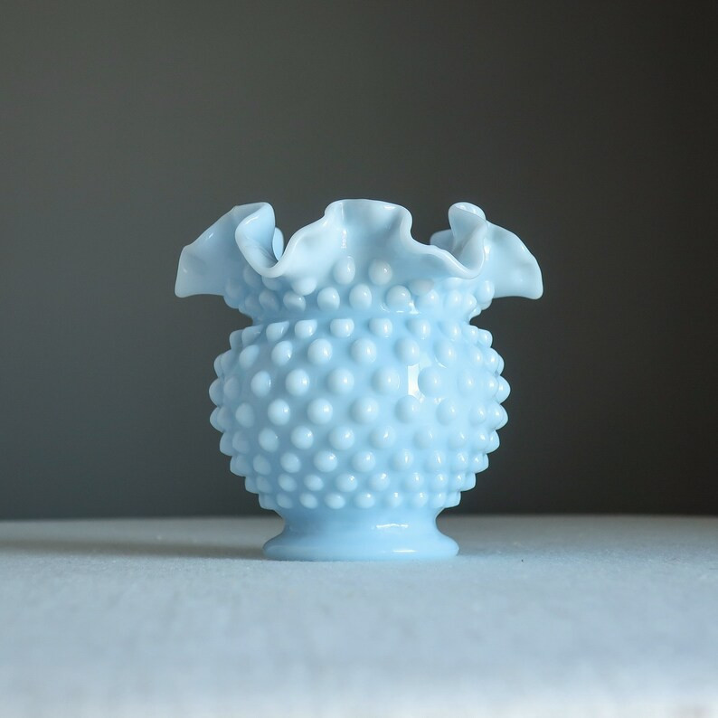 Vintage Blue Milk Glass Hobnail Vase by Fenton - Medium Baby Blue Pastel - 1950s Light Colored Bl... | Etsy (US)