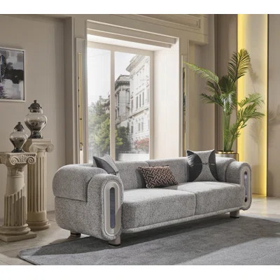 Modern Textured Fabric Sofa – Gray | Wayfair North America