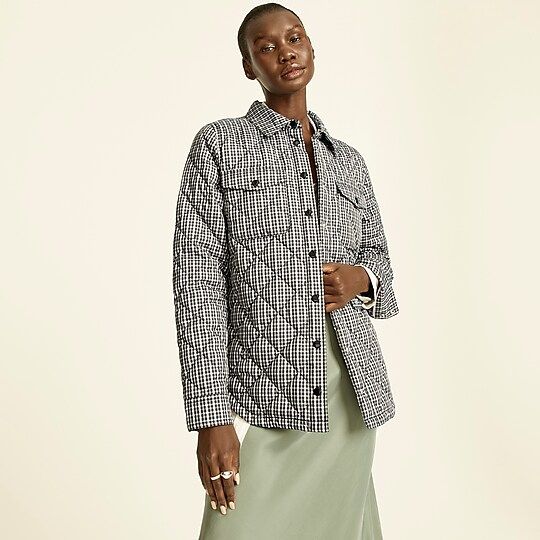 Quilted puffer shirt-jacket with PrimaLoft® in plaid | J.Crew US