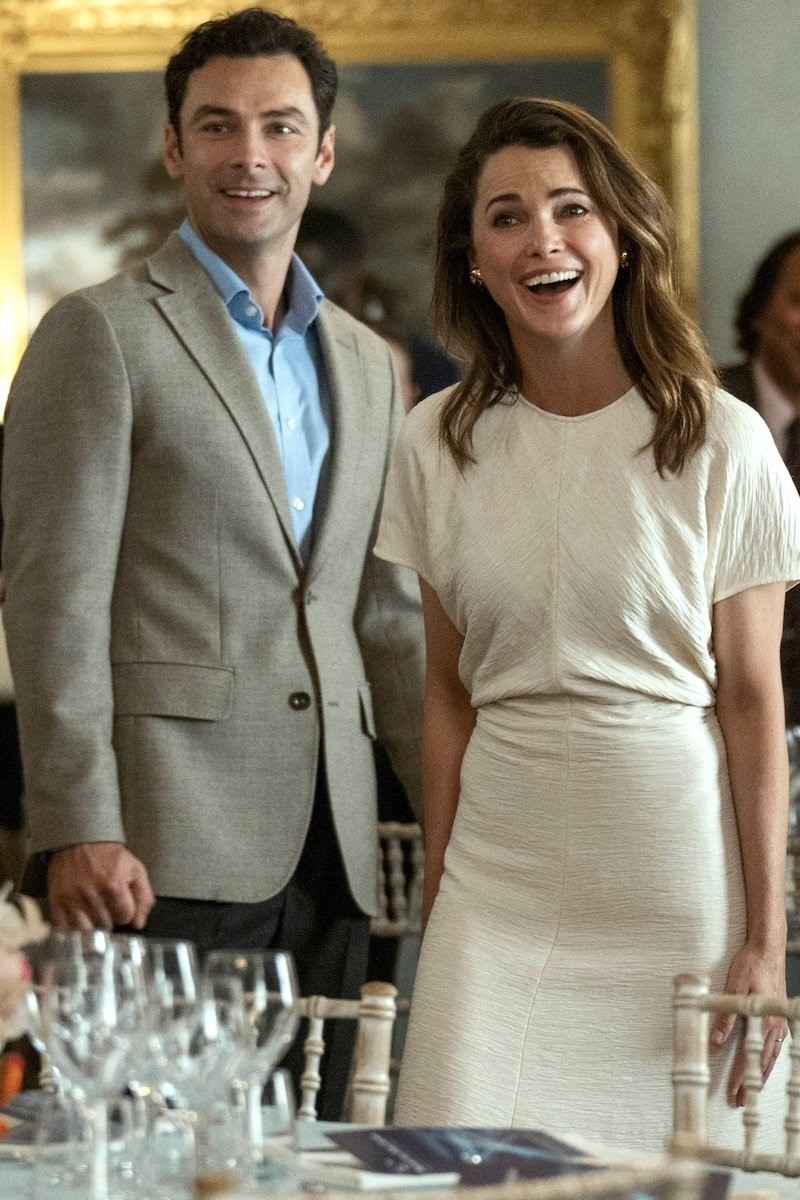 Netflix ‘The Diplomat’ Season 3: Where to Get All the Outfits! Keri Russell as Kate Wyler wearing a cream crinkled midi-length dress artfully combines curved panels to create a unique slouching effect at the waist, offering an innovative twist on a contemporary style.


#LTKParties #LTKStyleTip