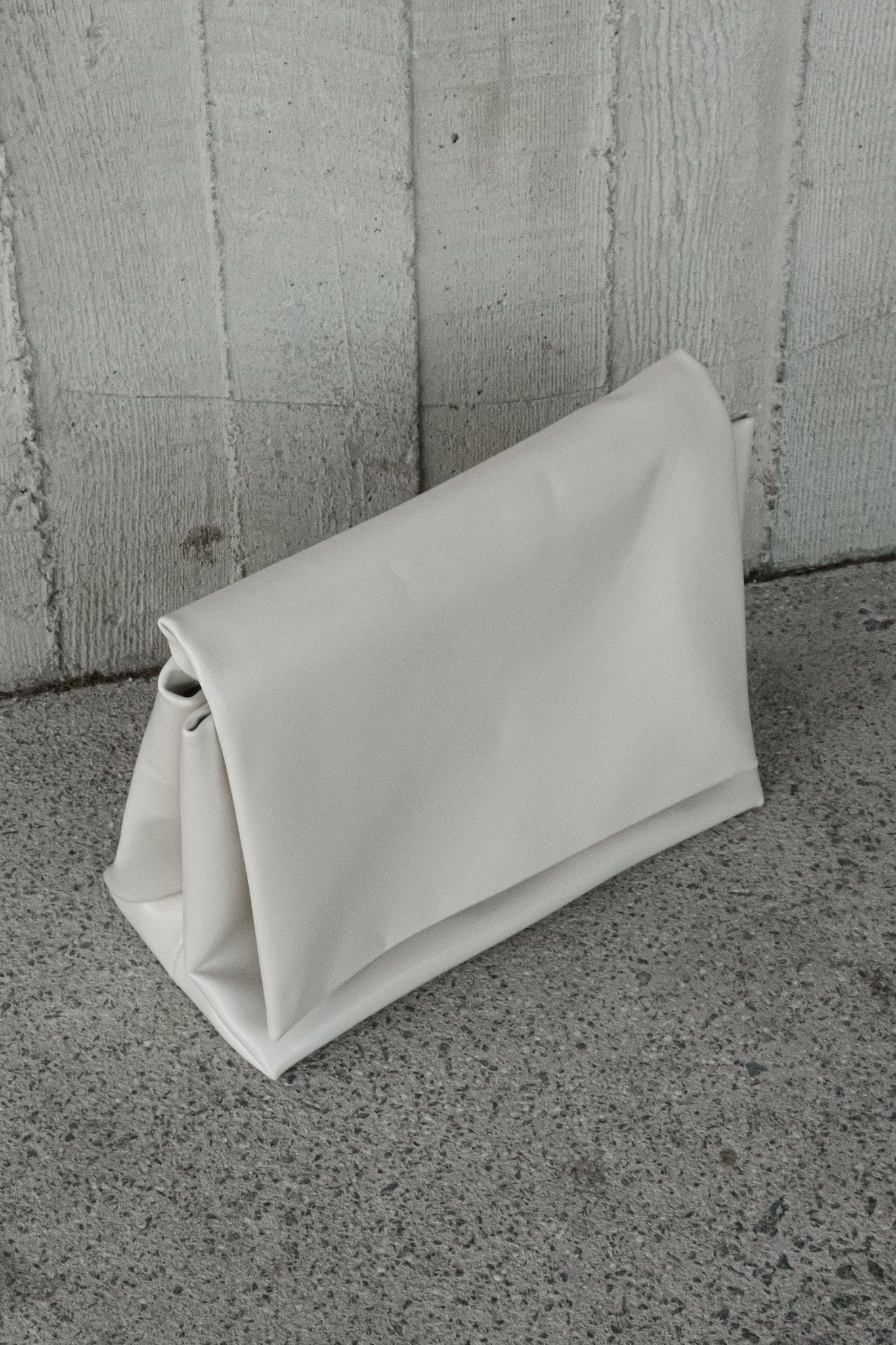 Faux Leather Oversized Clutch - Ivory | MESHKI US
