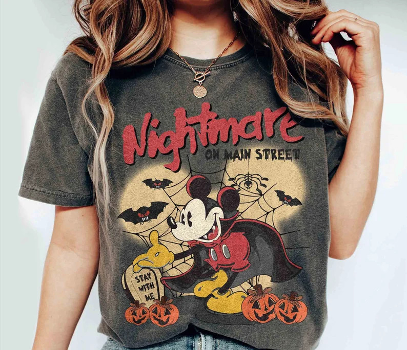 Vintage Mickey Halloween Shirt, Disney Halloween Comfort Colors T-shirt, Nightmare on the Main St... | Etsy (US)