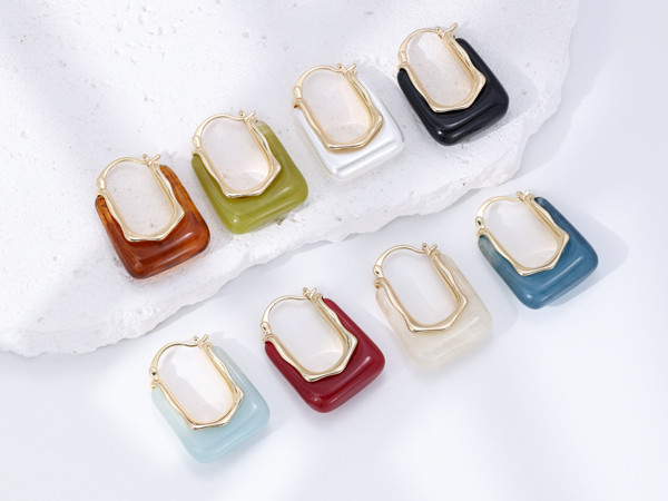 Resin Gold Hoop Earrings Chunky Statement Acrylic Huggie Dangle Fun Jewelry | Amazon (US)