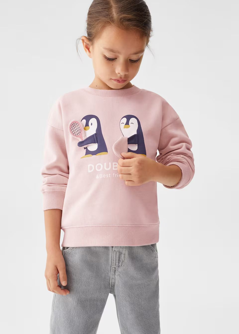 Printed embossed sweatshirt -  Girls | Mango Kids USA | MANGO (US)