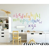 Watercolor Letters Wall Decals, Lowercase Abc Fabric Stickers, Rainbow Decor, Colorful Kids Room Dec | Etsy (US)