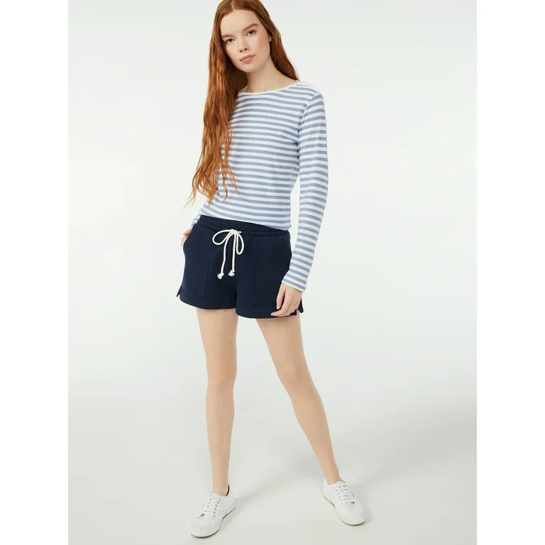 Free Assembly Women's Breton Stripe T-Shirt with Drop Shoulder Long Sleeves | Walmart (US)