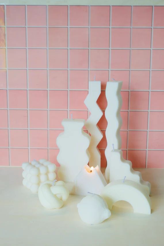 Cream Decorative Geometric Candles | Etsy (US)