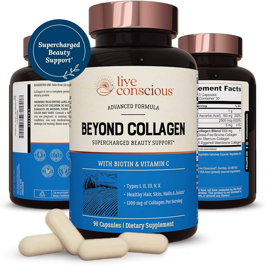 Live Conscious Beyond Collagen Multi Collagen Capsules - Types I, II, III, V & X - Hydrolyzed Ble... | Amazon (US)