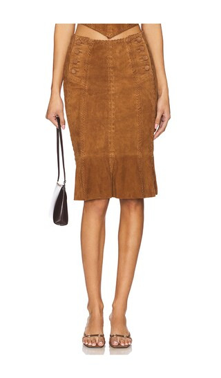 Handkerchief Leather Skirt in Brown | Revolve Clothing (Global)