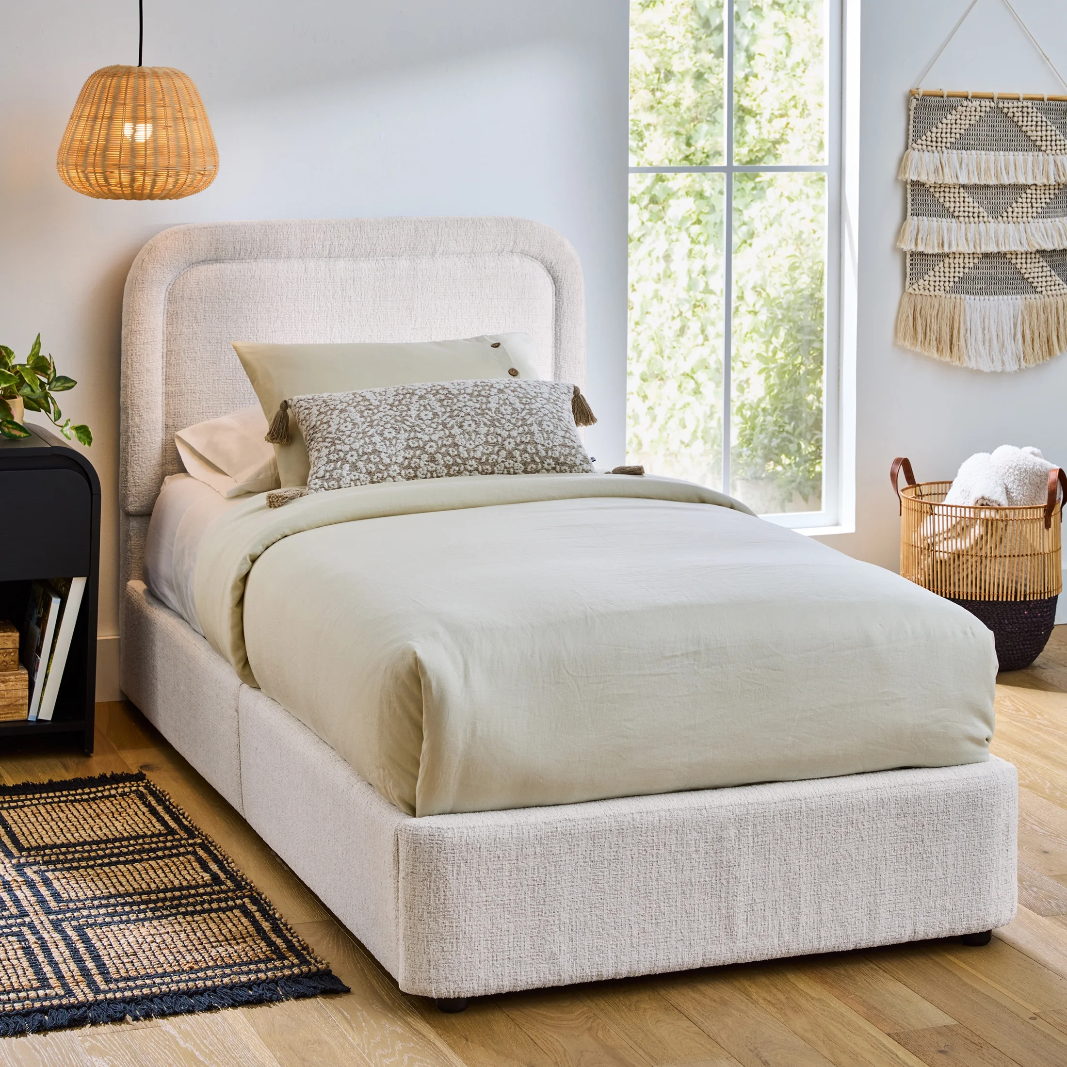 Better Homes & Gardens Juliet Twin Boucle Platform Bed, Ivory | Walmart (US)