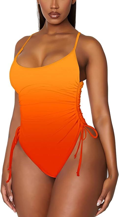 Viottiset Women's Ruched High Cut One Piece Swimsuit Tummy Control Bathing Suit Monokini | Amazon (US)
