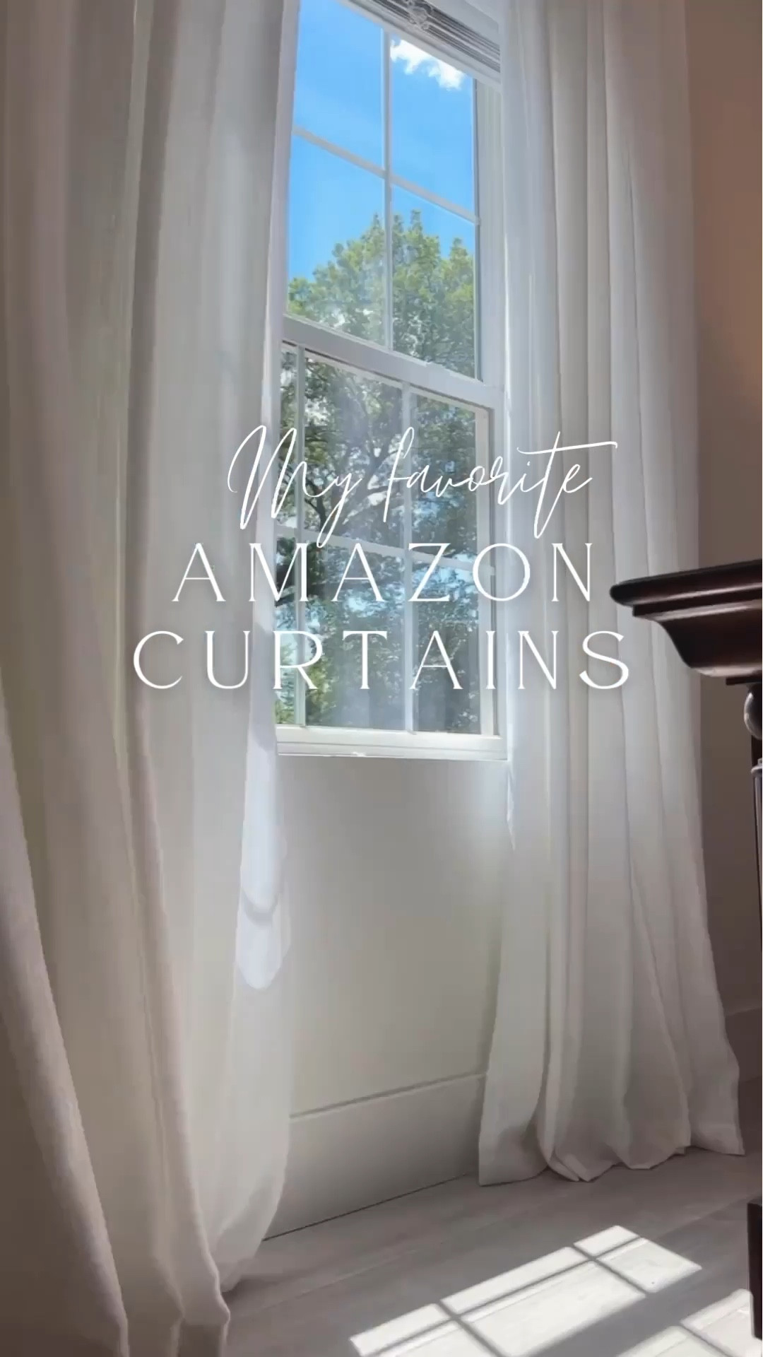 These are the best light, airy & affordable curtains from Amazon! 
I have two panels on each side (4 panels total)

Curtains shade: White
Curtain Panel Dimensions: (W)52in x (L)102in

#LTKSaleAlert #LTKHome #LTKFindsUnder50