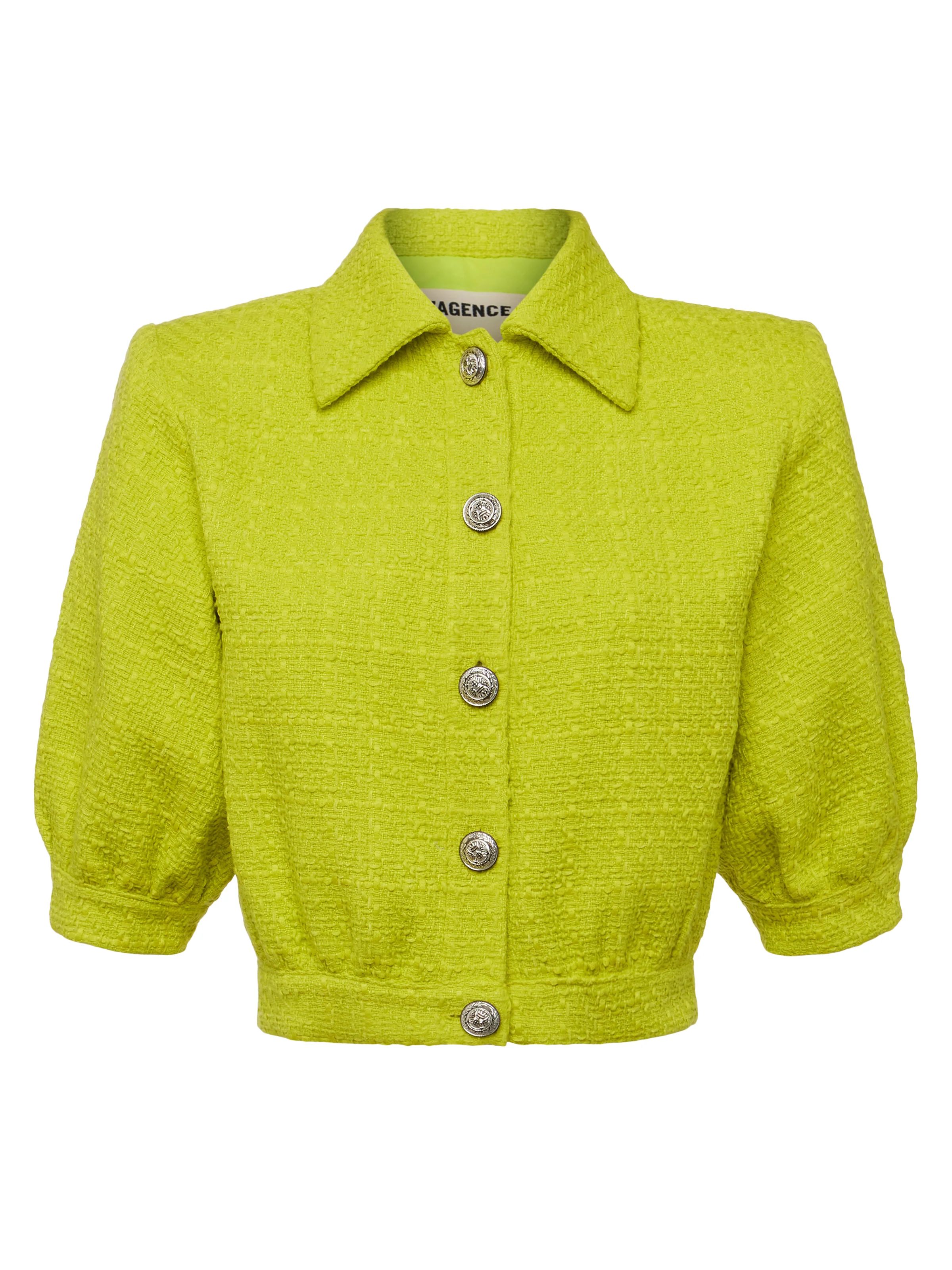 L'AGENCE Cove Tweed Jacket In Lime | L'Agence