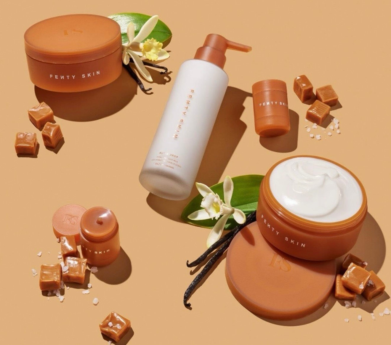 Shop Fenty skin LIMITED EDITION caramel holiday collection 2025. 

#fentyskinbuttadrop #newatsephora #fentyholiday #fentyskin #fentybodymilk 

#LTKBeauty #LTKU #LTKSaleAlert