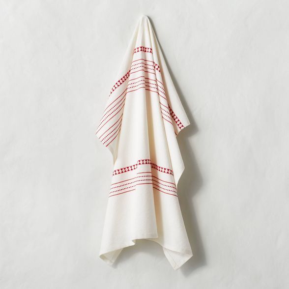 Woven Jacquard Stripes Flour Sack Kitchen Towel Red - Hearth & Hand™ with Magnolia | Target