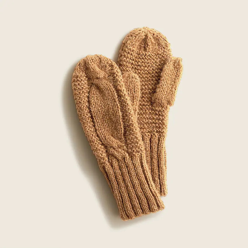 Chunky cable-knit mittens | J. Crew US