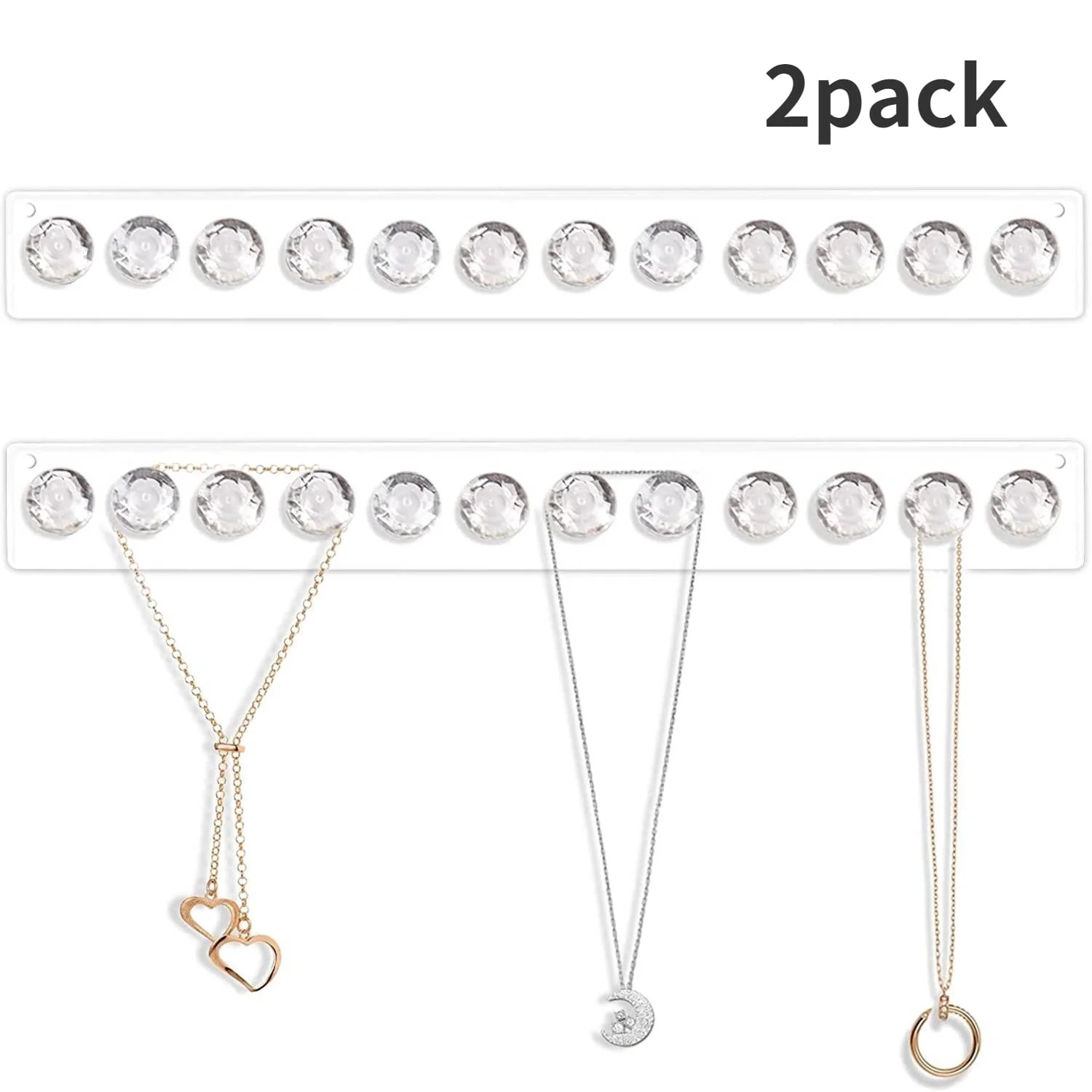 Necklace Holder, Acrylic Necklace Hanger, Wall Mount Necklace Organizer, Jewelry Hooks for Neckla... | Walmart (US)