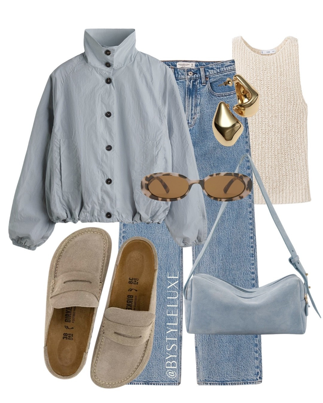 H&M JACKET - This is blue is such a gorgeous shade for spring! Styled here with neutrals for a chic spring outfit 

#jacket #jeans #springoutfit

#LTKjeans #LTKshoes #LTKspring