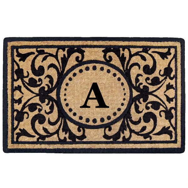 Black Heavy-duty Coir Monogrammed Heritage Doormat - 22 inches x 36 inches | Bed Bath & Beyond