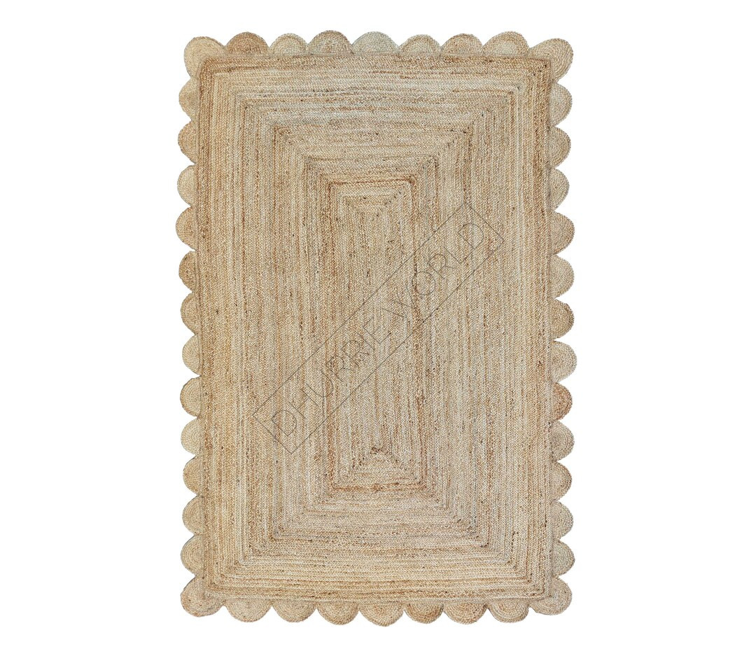 Natural Scalloped Jute Rug, Scallop pattern Rug, Natural Jute Rug, Handbraided Rug, Area Rug, Han... | Etsy (US)