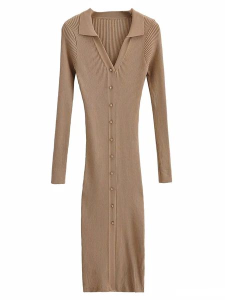 'Janice' V-Neck Button Ribbed Midi Dress (4 Colors) | Goodnight Macaroon