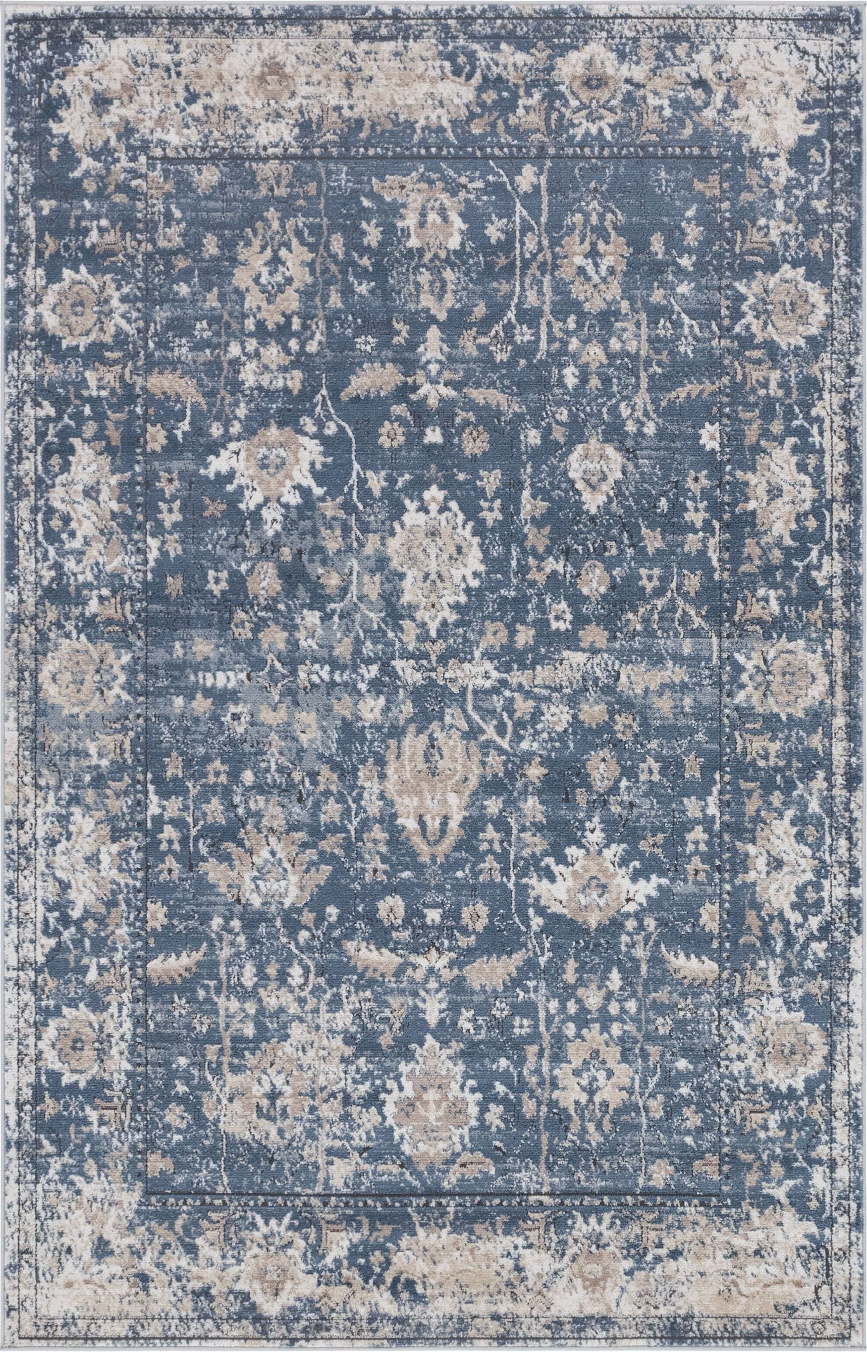 Unique Loom Indoor Rectangular Floral Farmhouse/Traditional/Transitional Area Rugs Blue/Gray, 5' ... | Walmart (US)