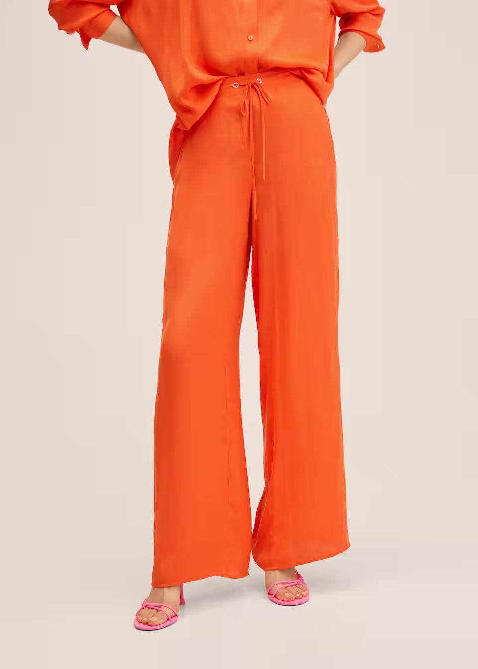 Pantalon wideleg taille élastique | MANGO (FR)