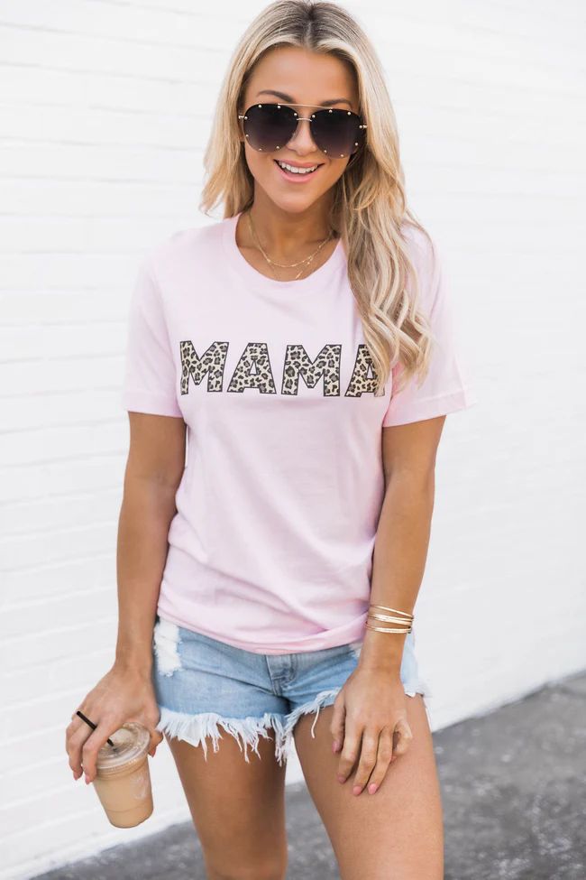 Mama Animal Print Tee Pink | The Pink Lily Boutique