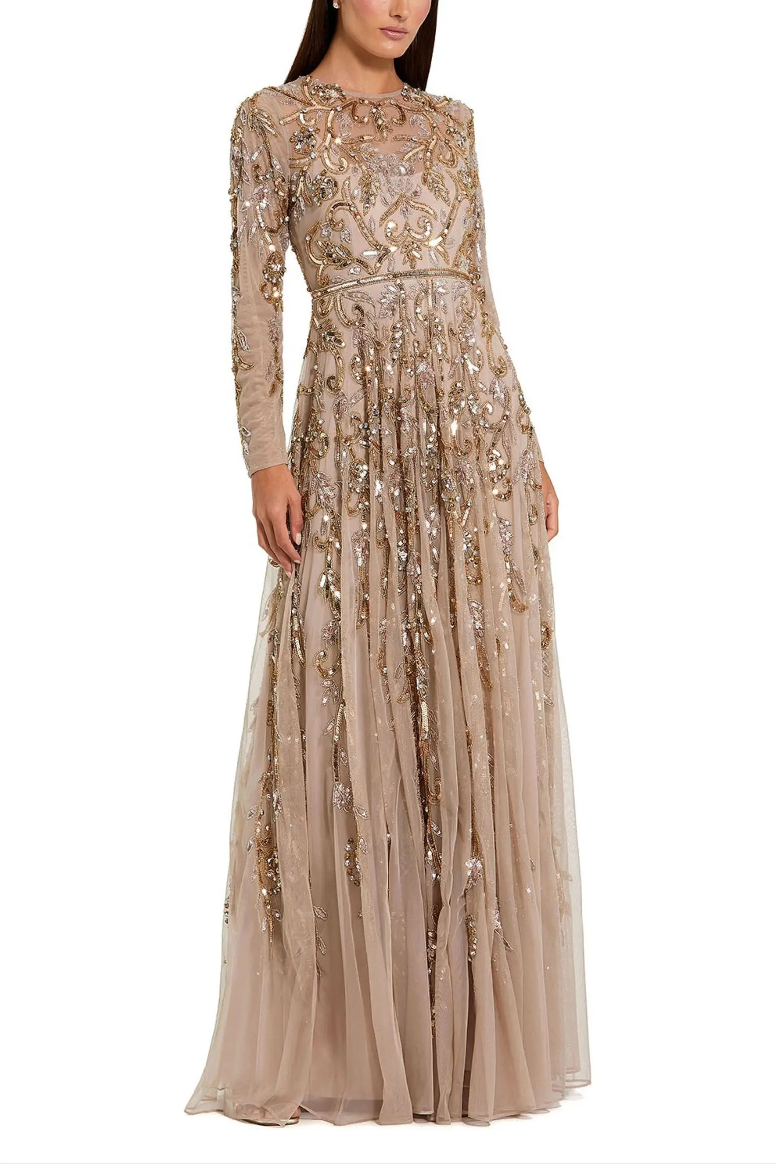 Long Sleeve Hand Embellished Gown (Women) | Nordstrom | Nordstrom