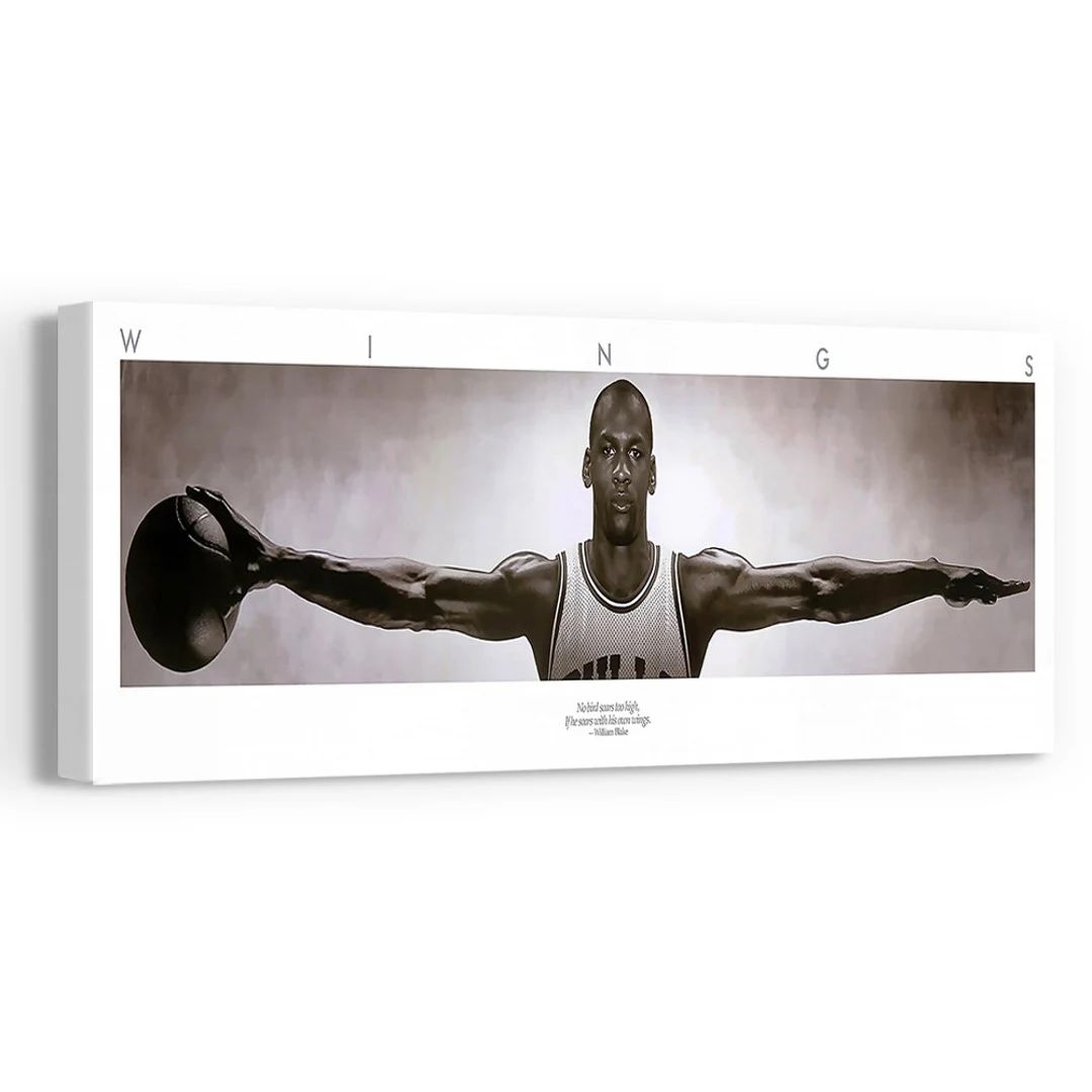 Michael Jordan Wings White Edition Panoramic Canvas Basketball Legend Home Décor Wall Art Prints... | Etsy (US)
