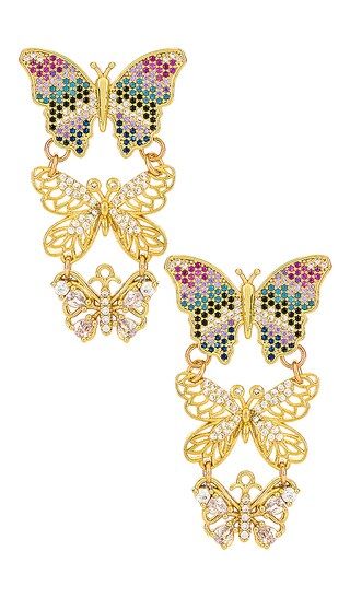 Triple Butterfly Earring in Multicolors | Revolve Clothing (Global)