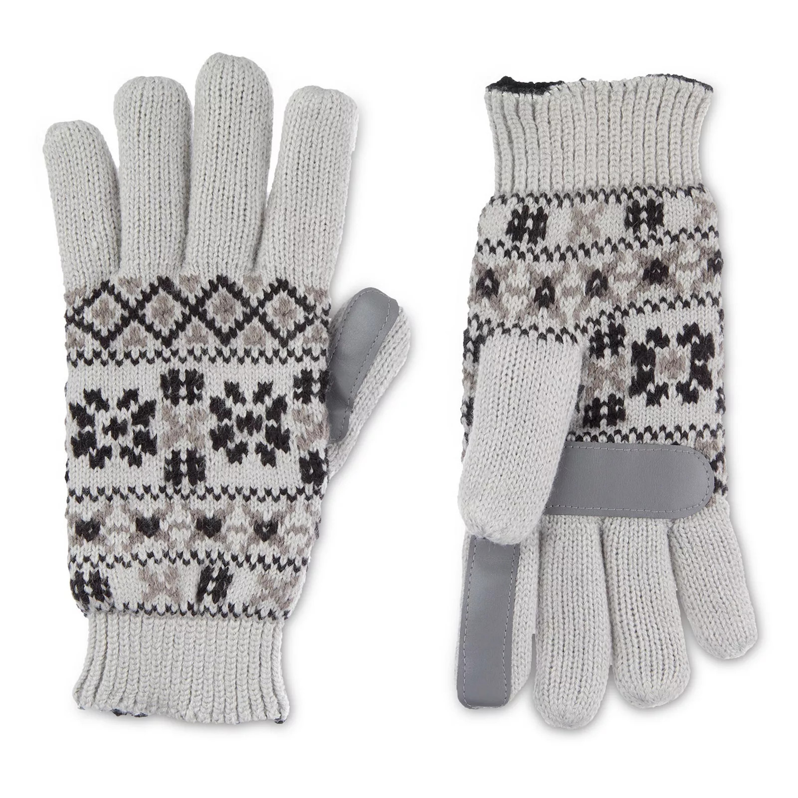 Women's isotoner Lined Water Repellant Fairisle Gloves, Light Gray | Kohl's