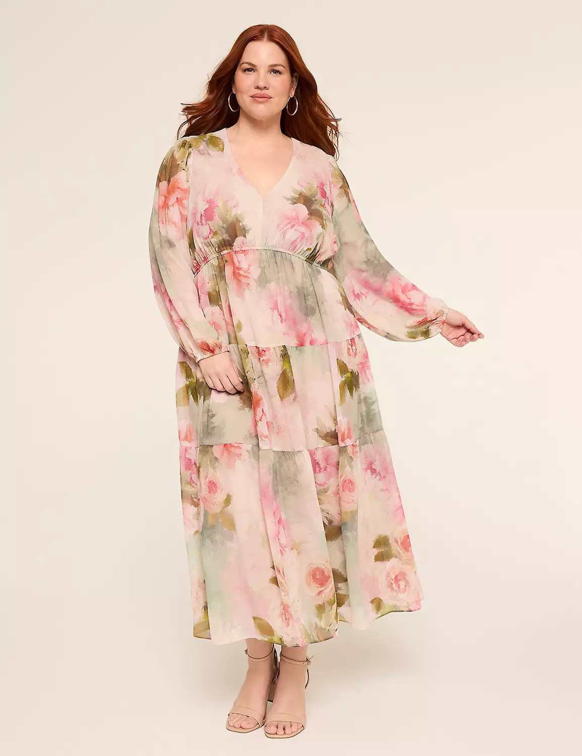 Long-Sleeve V-Neck Maxi Dress | Lane Bryant (US)