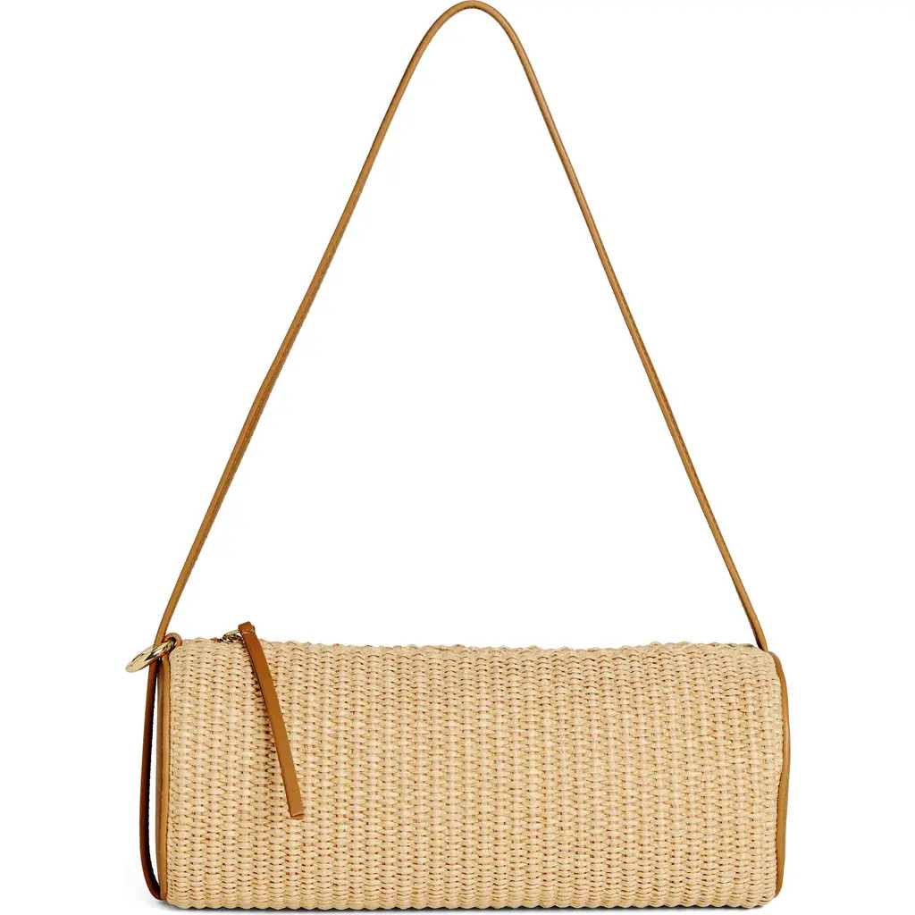 Reformation Simona Raffia Cylinder Shoulder Bag in Natural Raffia at Nordstrom | Nordstrom