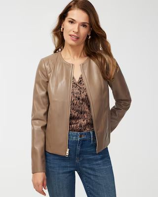 Faux Leather Knit Detail Jacket | Chico's