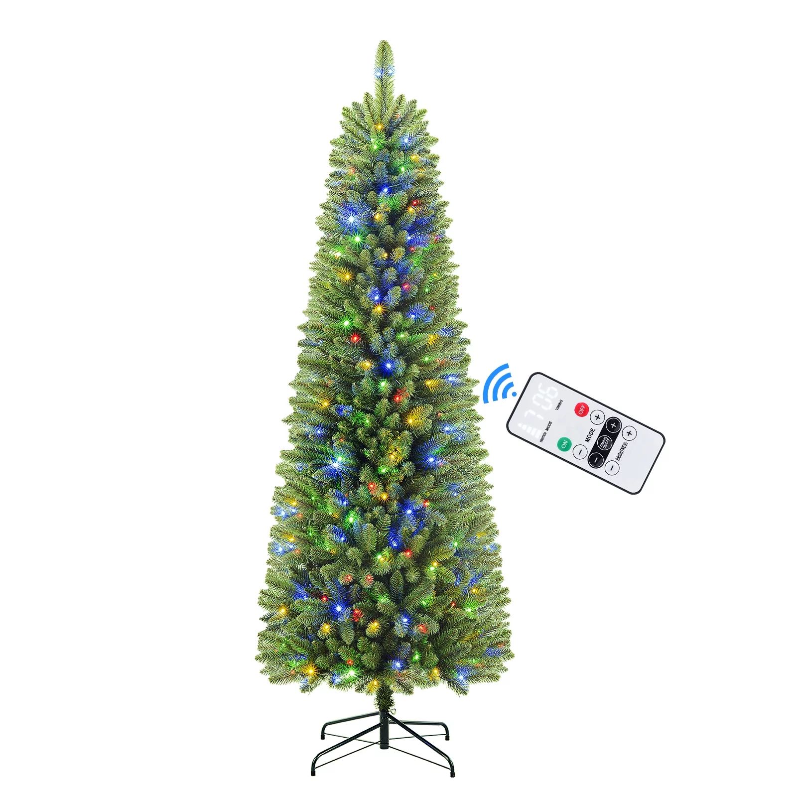 SHareconn 6ft Premium Prelit Artificial Hinged Slim Pencil Christmas Tree with Remote Control, 24... | Walmart (US)