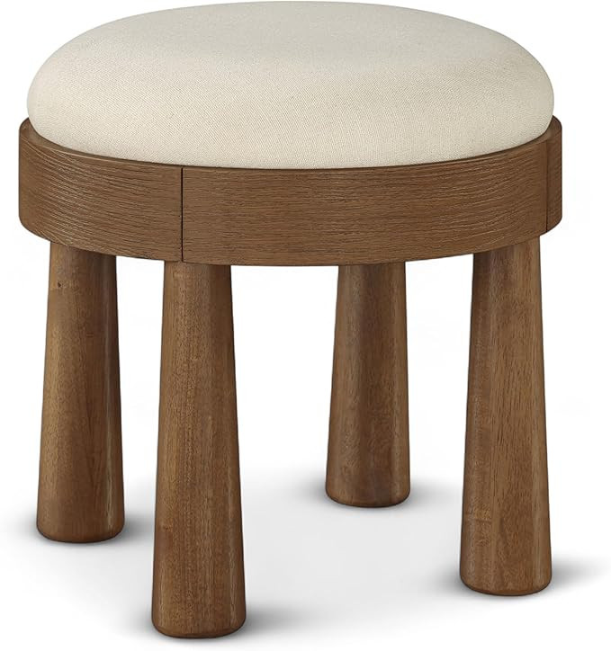 Amazon.com: Meridian Furniture 22069Cream Larea Collection Art Deco Ottoman with Rich Cream Linen... | Amazon (US)