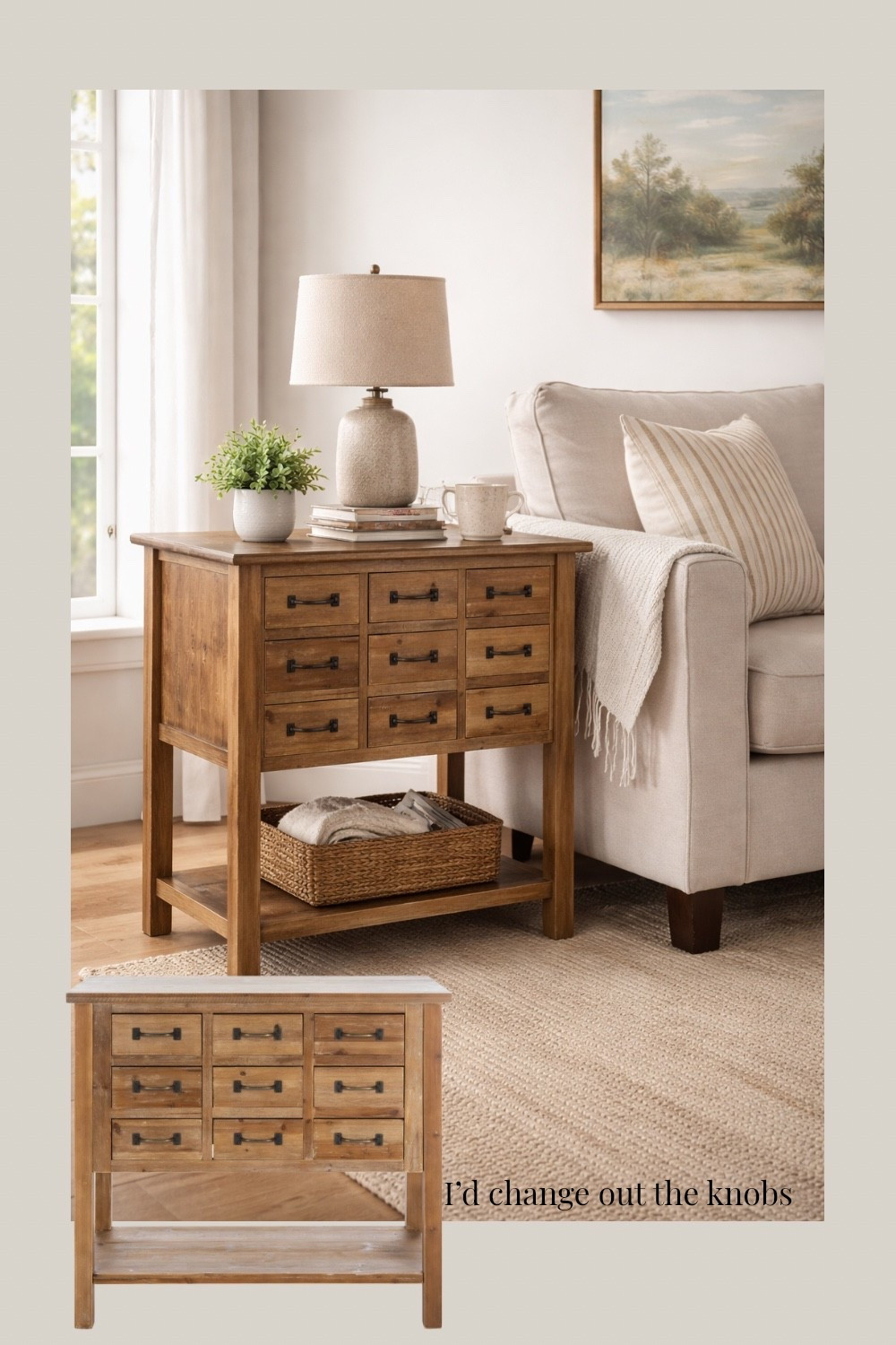 I love this cute little vintage inspired accent table. You can use it as a console table or even as a side table next to your sofa. I’d likely switch out the pulls for something else.

#LTKSaleAlert #LTKHome