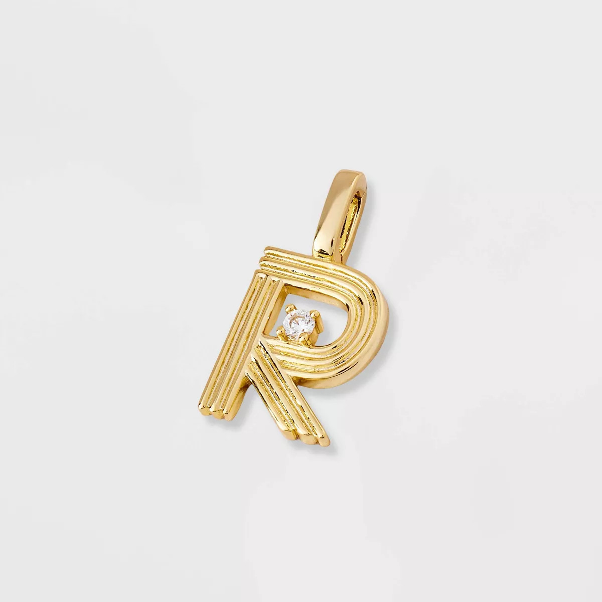 14K Gold Dipped Cubic Zirconia Ribbed Letter Charm - A New Day™ Gold | Target