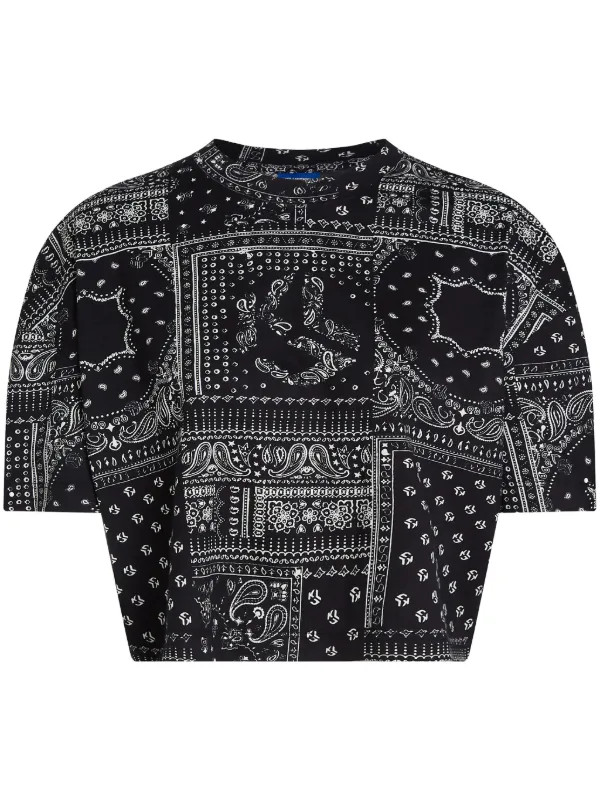 Karl Lagerfeld Jeans Patterned Cropped t-shirt  | Black | FARFETCH UK | Farfetch Global