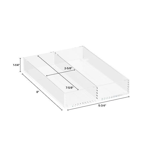 Luxe Acrylic Long 2-Section Divided Drawer Insert | The Container Store