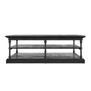HomeSullivan 59 in. Black Large Rectangle Wood Coffee Table with Shelf 40E296BK-30 - The Home Dep... | The Home Depot