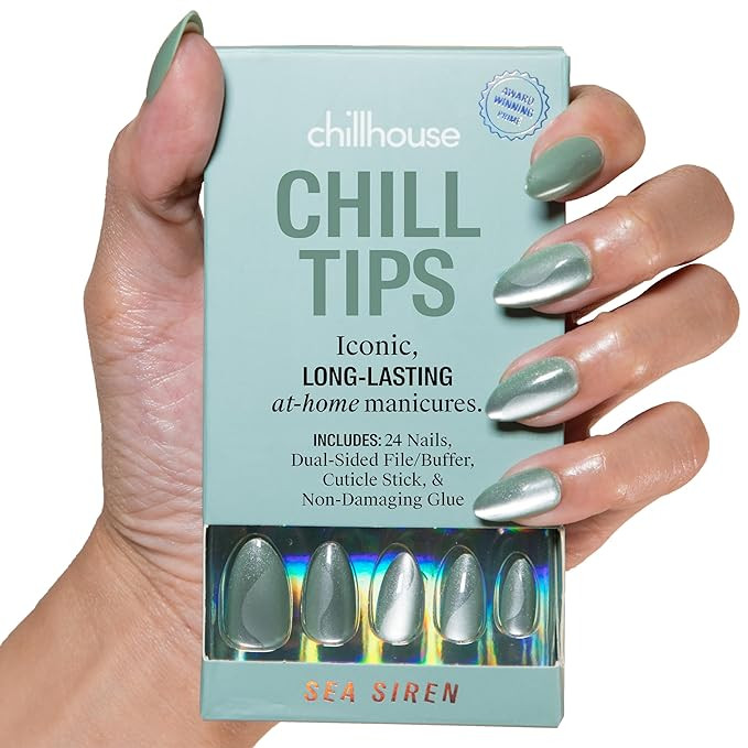Chillhouse - Chill Tips, Press on Nails Kit - Sea Siren (Almond) - 24 Nail Shapes & Sizes - Up to... | Amazon (US)